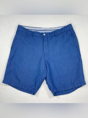 Peter Millar Shorts Mens 36 Blue Seaside Chino Linen Blend Casual Summer Preppy